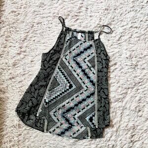 Boho Aztec Sheer Whimsical Delicate Racerback Tank Womens M Indie Earthy Hippie